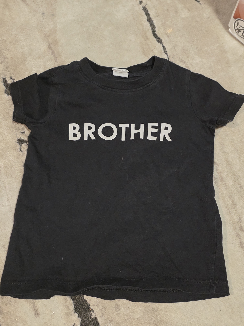 Brother Black Kids Short Sleeve Tee with White Logo H&M 18-24mois